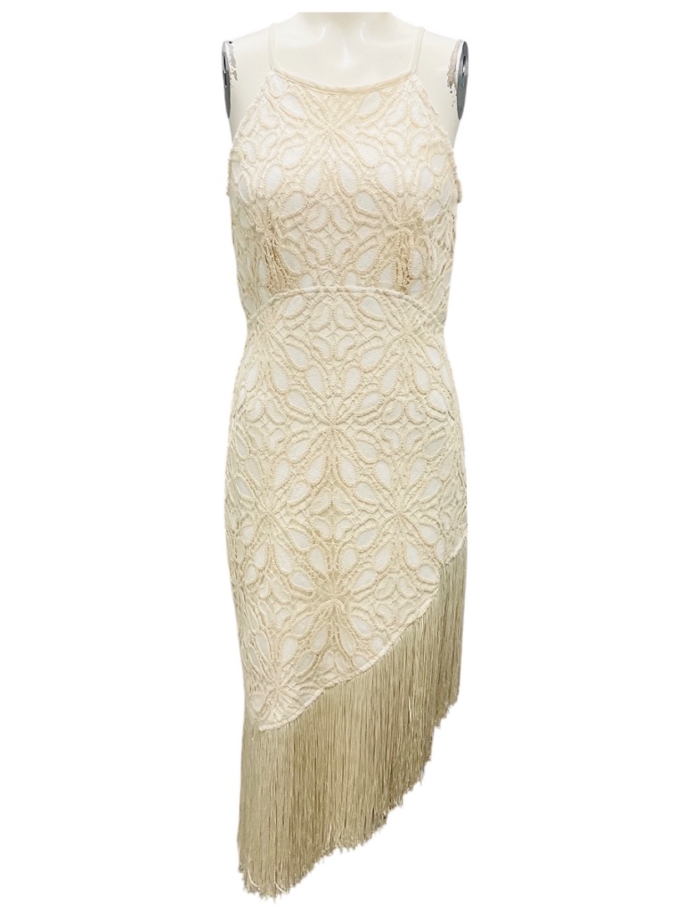 Jbq Natural Crochet Fringe Hem Natalie Dress